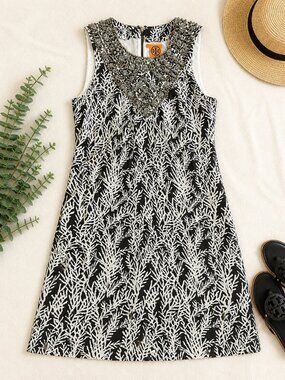 Tory Burch Printed Silk Shift Dress – Size 10